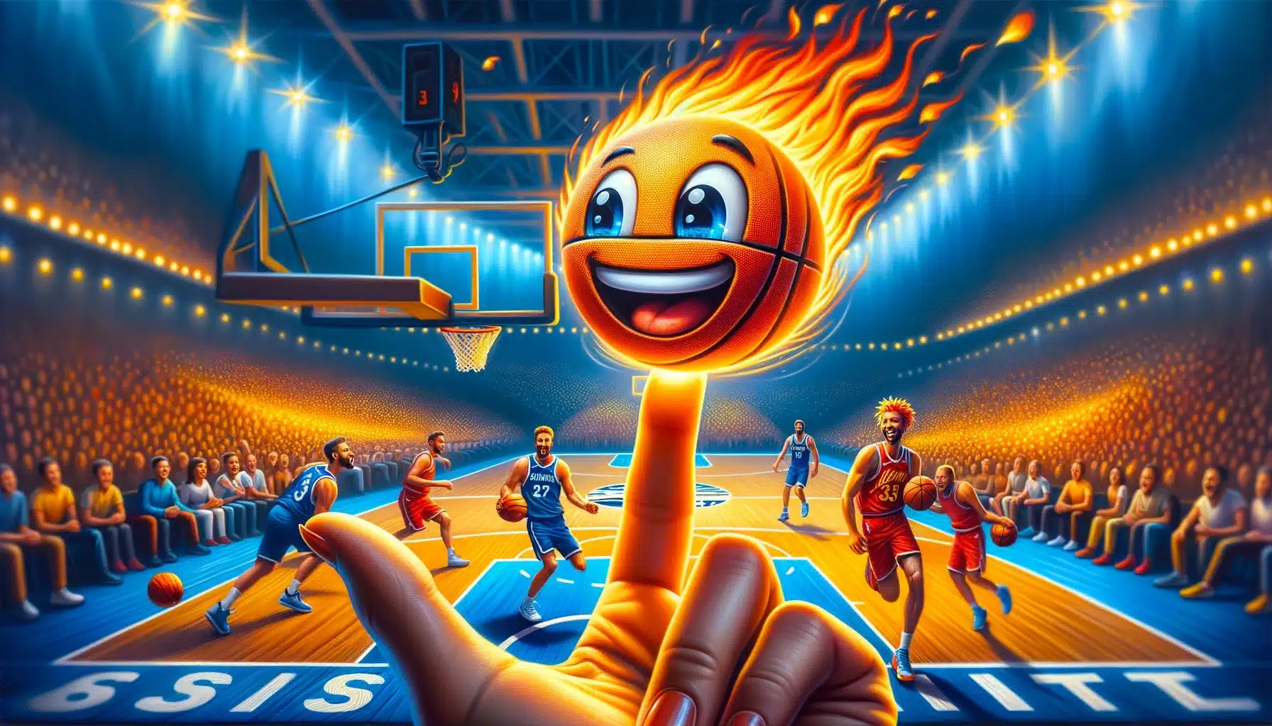 basketball emoji with flaming hair