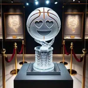 A basketball emoji sitting on top of a trophy