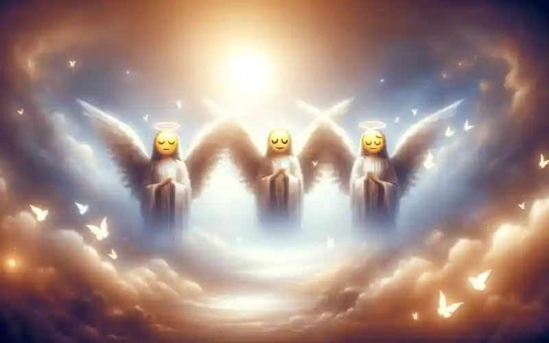 three heavenly angel emojis