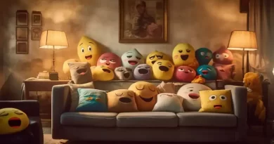 emoji pillows in a living room