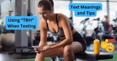 woman texting in gym and typing TBH