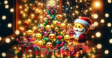 fun with Santa - gift emojis under the Christmas Tree