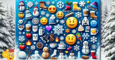 outdoor collage of winter emojis