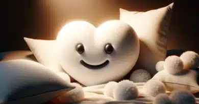 a white heart emoji pillow laying in bed