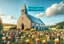 scenic church with emoji people outside