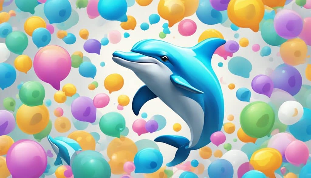 dolphin swimming with balloons