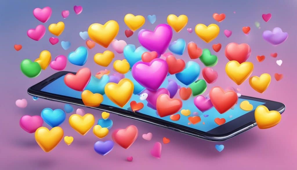love and heart emojis coming out of an iphone