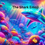 Neon Shark Emoji swimming in the ocean