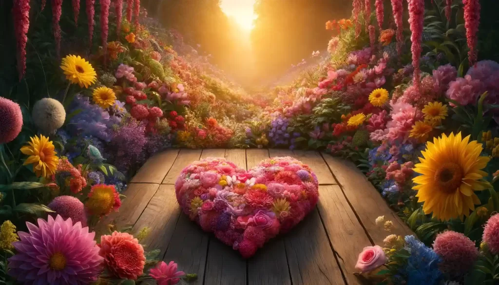 pink heart emoji wrapped in flowers