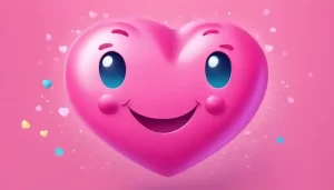a smiling face pink heart emoji