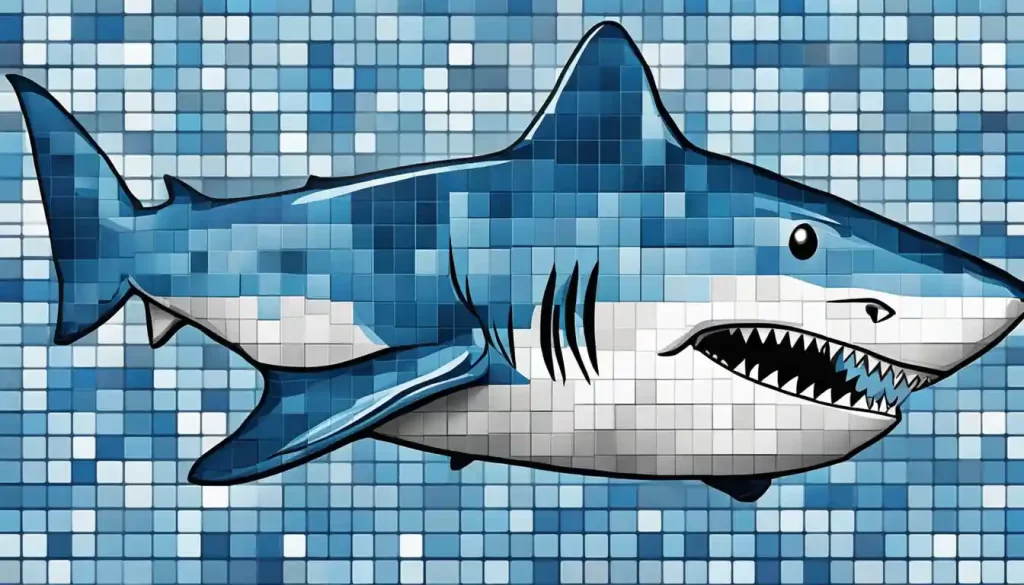 a digital shark emoji